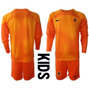 Holland Målmand Replika Babytøj Udebanesæt Børn VM 2022 Langærmet (+ Korte bukser)